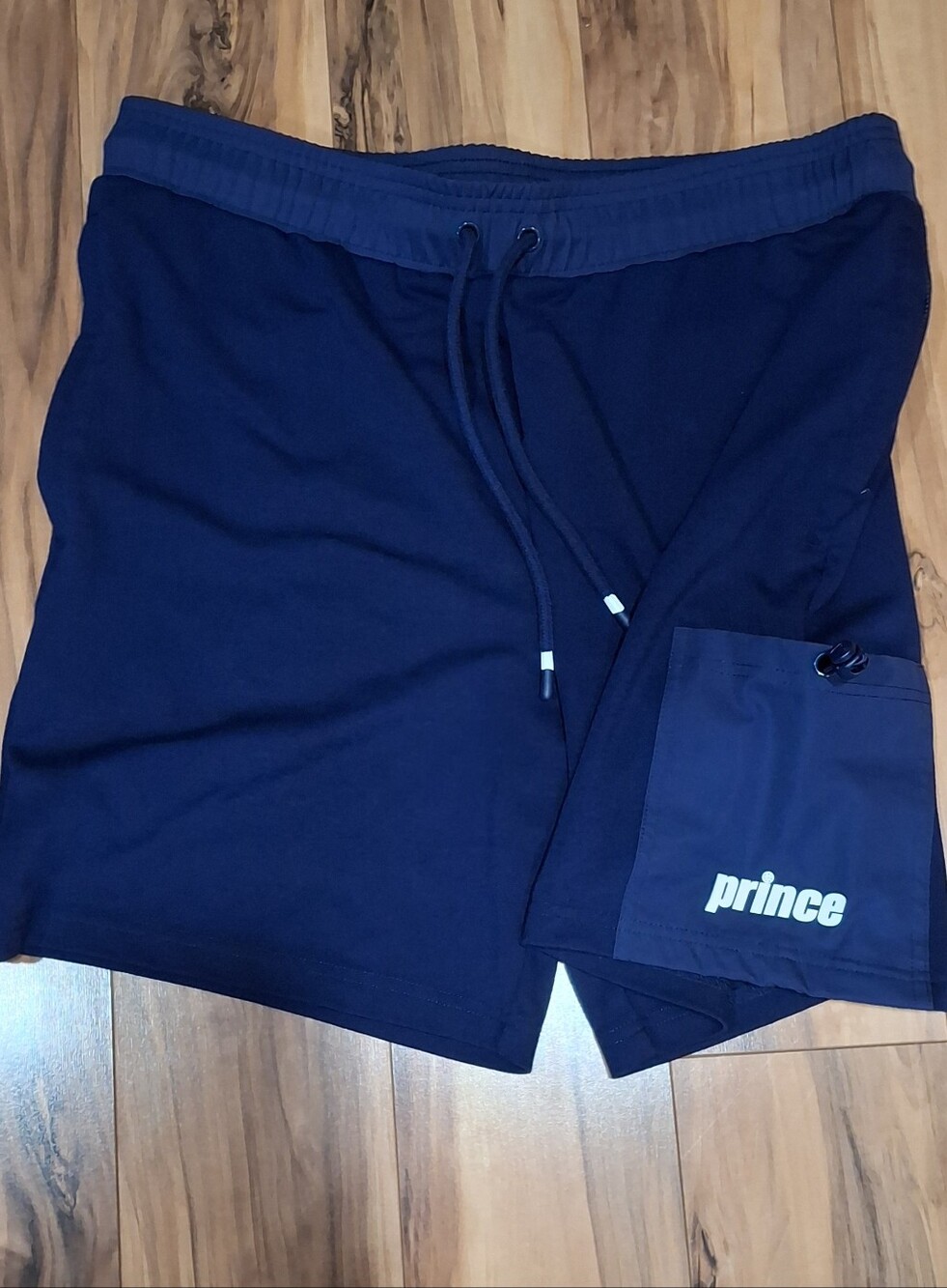 Prince Men's Medium Dark Blue Athletic Shorts with Logo Pocket